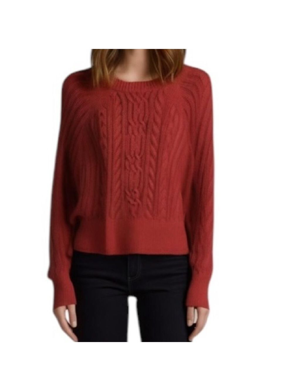 Lauren Ralph Lauren Black Label Red Cable Knit Dolman Sleeve Sweater Size L